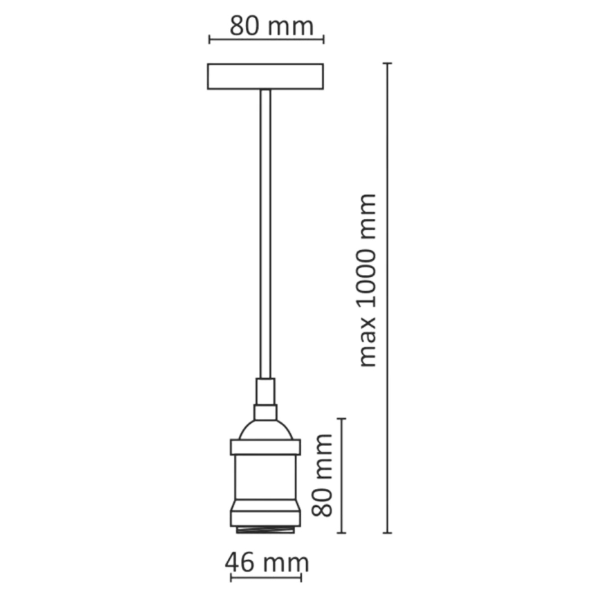 Napajni kabel 1xE27/20W/230V sjajni hrom
