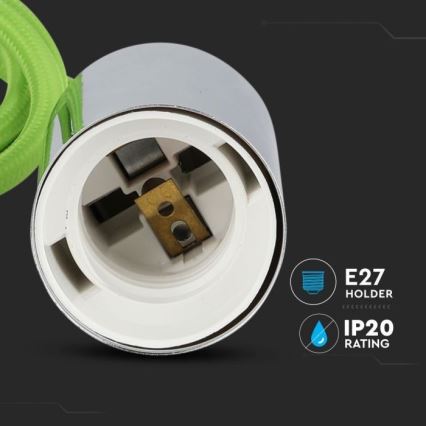 Napajni kabl 1xE27/60W/230V zelena/sjajni hrom