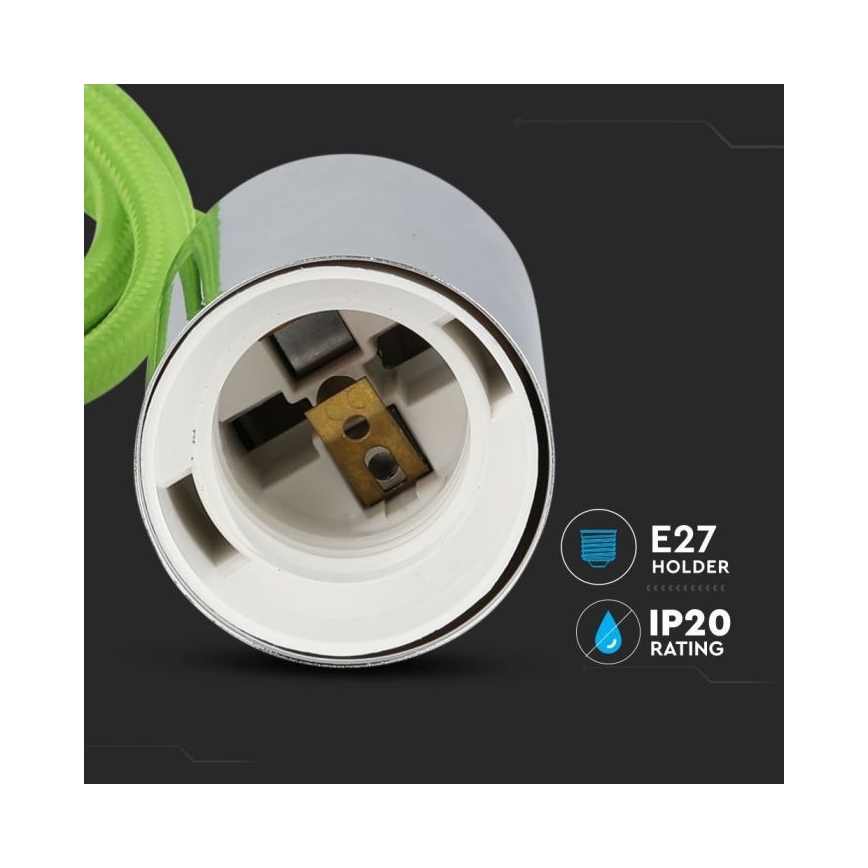 Napajni kabl 1xE27/60W/230V zelena/sjajni hrom