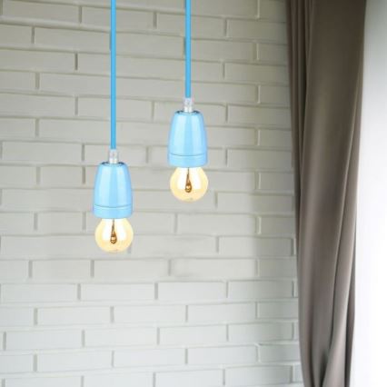 Napojni kabel 1xE27/60W/230V plavi/porcelan
