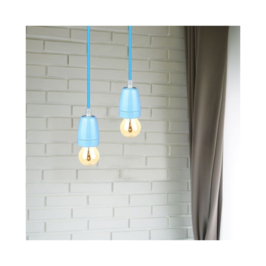 Napojni kabel 1xE27/60W/230V plavi/porcelan