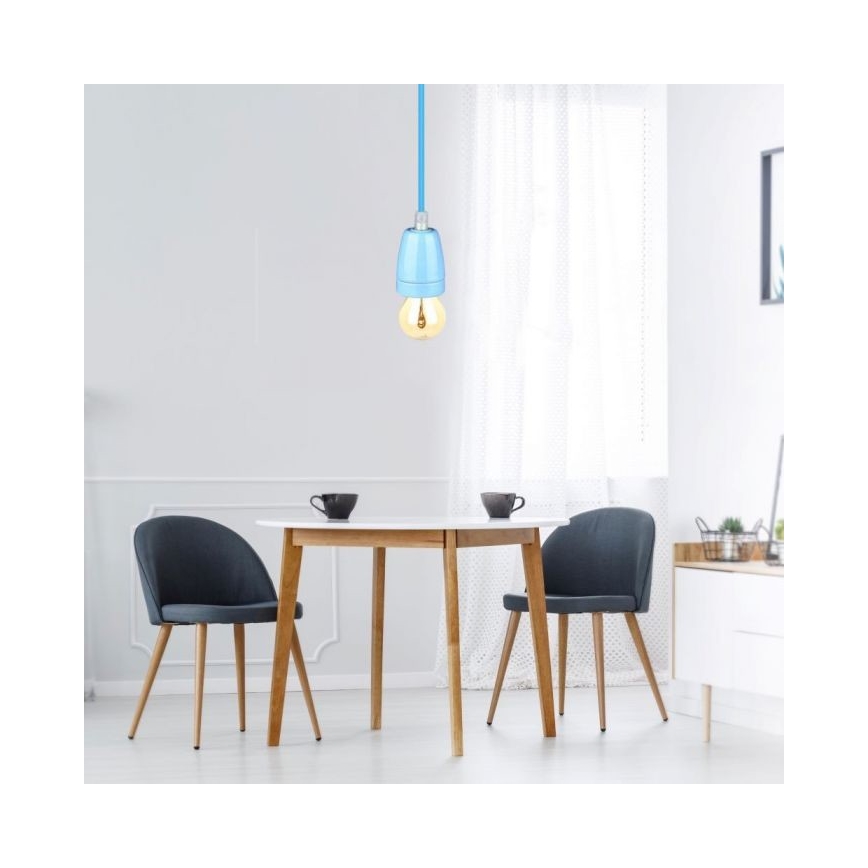 Napojni kabel 1xE27/60W/230V plavi/porcelan