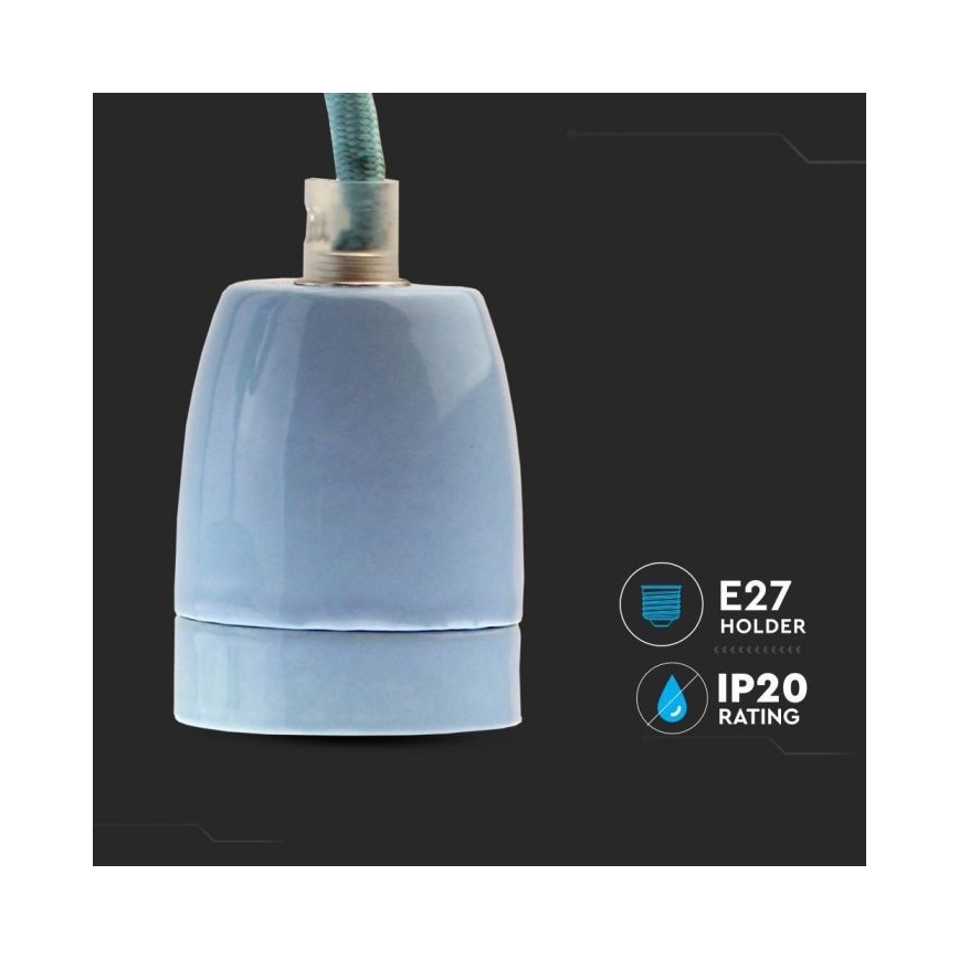 Napojni kabel 1xE27/60W/230V plavi/porcelan
