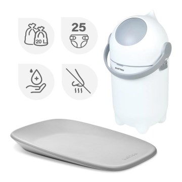 Nattou - Koš za pelene i podloga za presvlačenje SOFTY 50x70 cm bela/siva