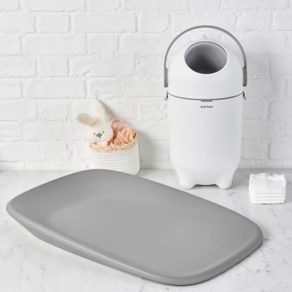 Nattou - Koš za pelene i podloga za presvlačenje SOFTY 50x70 cm bela/siva