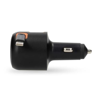 Auto punjač sa uvlačivim kablom Power Delivery 30W 2xUSB-C + 1xUSB-A