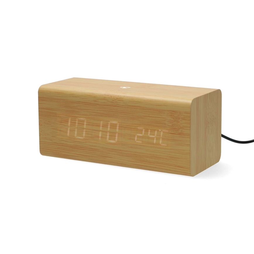 Digitalni drveni budilnik sa LED displejem i termometrom 5V/1xCR2032