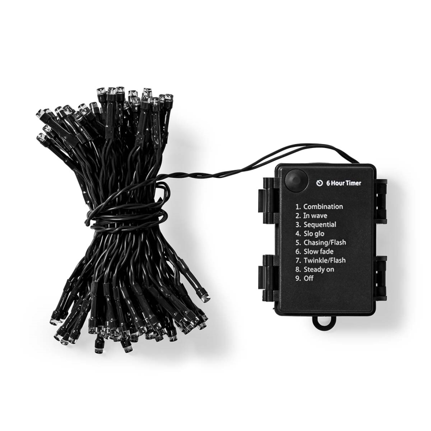 LED Spoljašnje božićne lampice 96xLED/7 funkcija/3xAA 7,7m IP44 topla bela