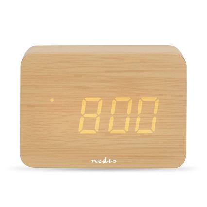 Drveni digitalni budilnik sa LED displejom i termometrom 5V/3xAAA