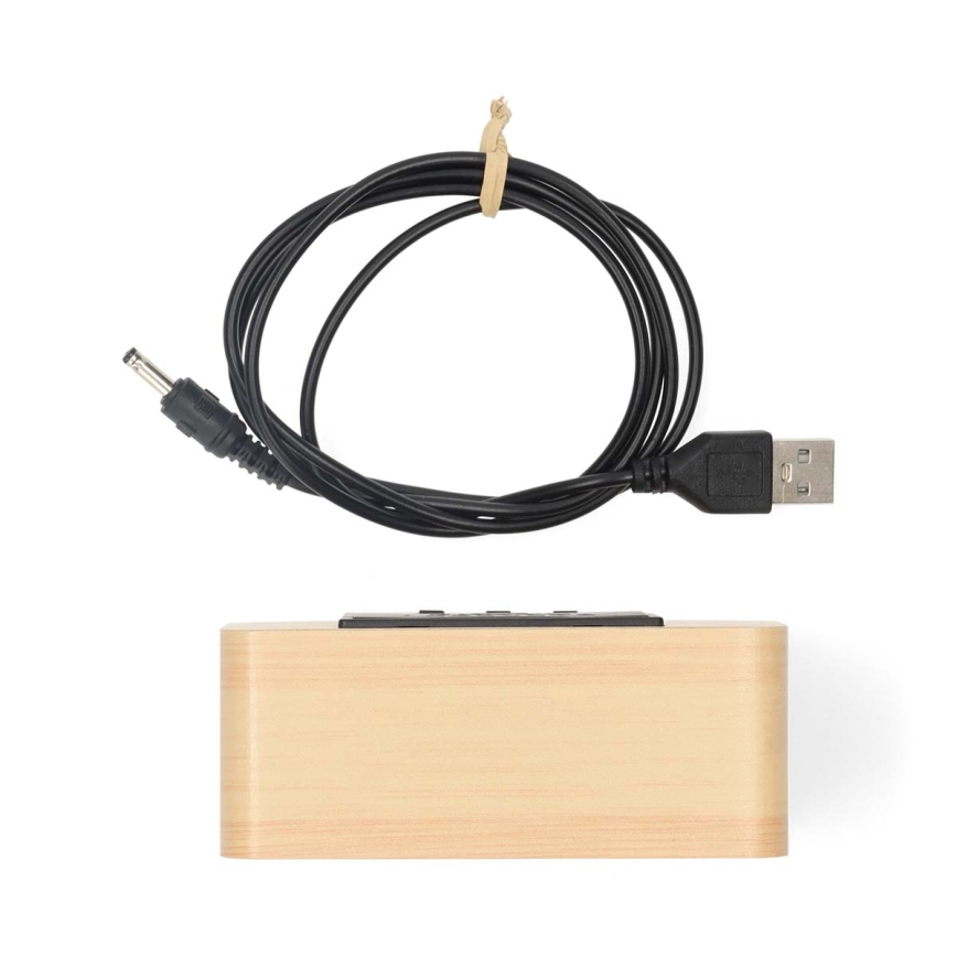 Drveni digitalni budilnik sa LED displejom i termometrom 5V/3xAAA