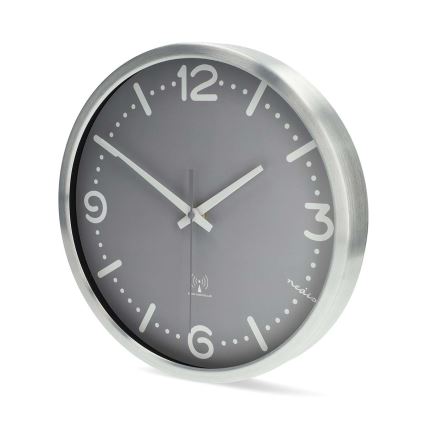 Zidni sat prečnik 30,5 cm 1xAA mat hrom/siva