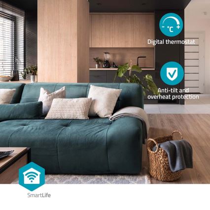 Ventilator Smartlife sa keramičkim grejačem 1000/1500 W, 230 V, Wi‑Fi (Tuya) + daljinski upravljač