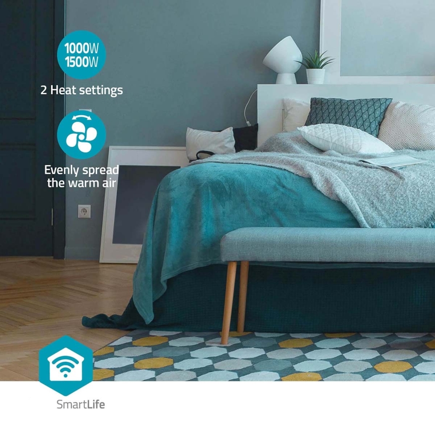 Ventilator Smartlife sa keramičkim grejačem 1000/1500 W, 230 V, Wi‑Fi (Tuya) + daljinski upravljač