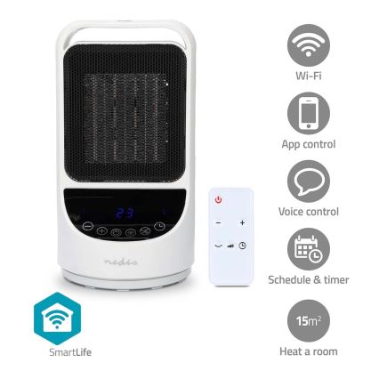 Ventilator Smartlife sa keramičkim grejačem 1000/1500 W, 230 V, Wi‑Fi (Tuya) + daljinski upravljač