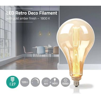 LED prigušiva sijalica FILAMENT PS165 E27/3,5W/230V 1800K