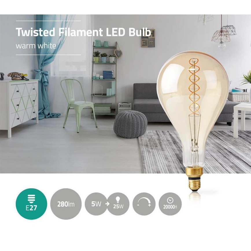LED prigušiva žarulja FILAMENT A160 E27/5W/230V 2000K