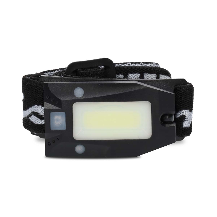 Punjiva prigušiva LED čelna lampa sa senzorom pokreta, 5V/500 mAh, IPX4, crna