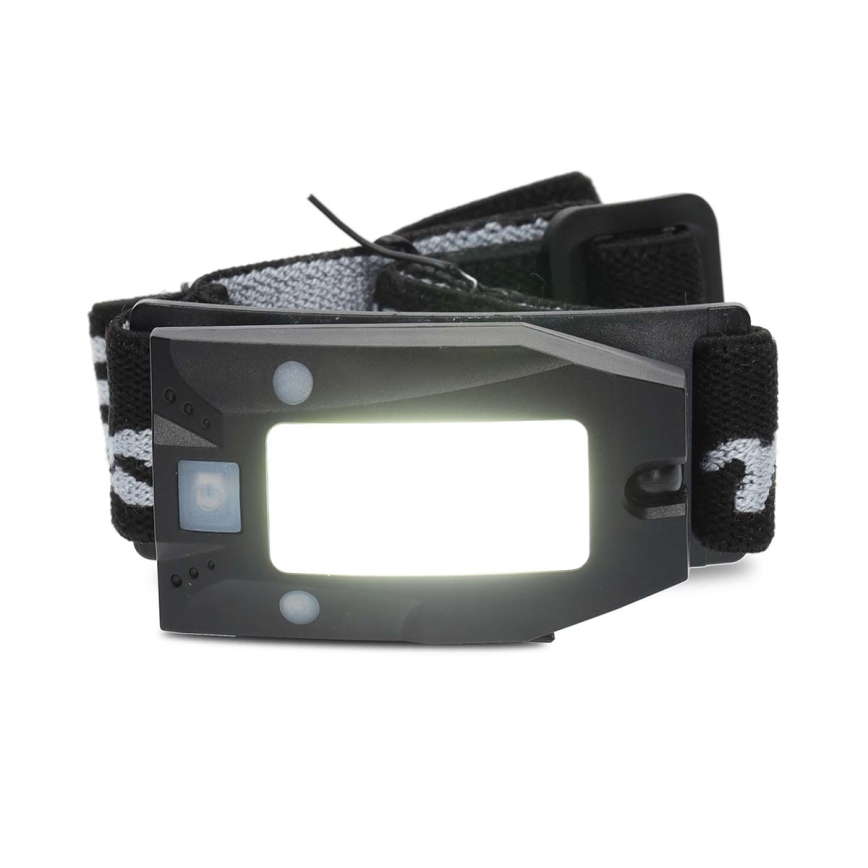 Punjiva prigušiva LED čelna lampa sa senzorom pokreta, 5V/500 mAh, IPX4, crna
