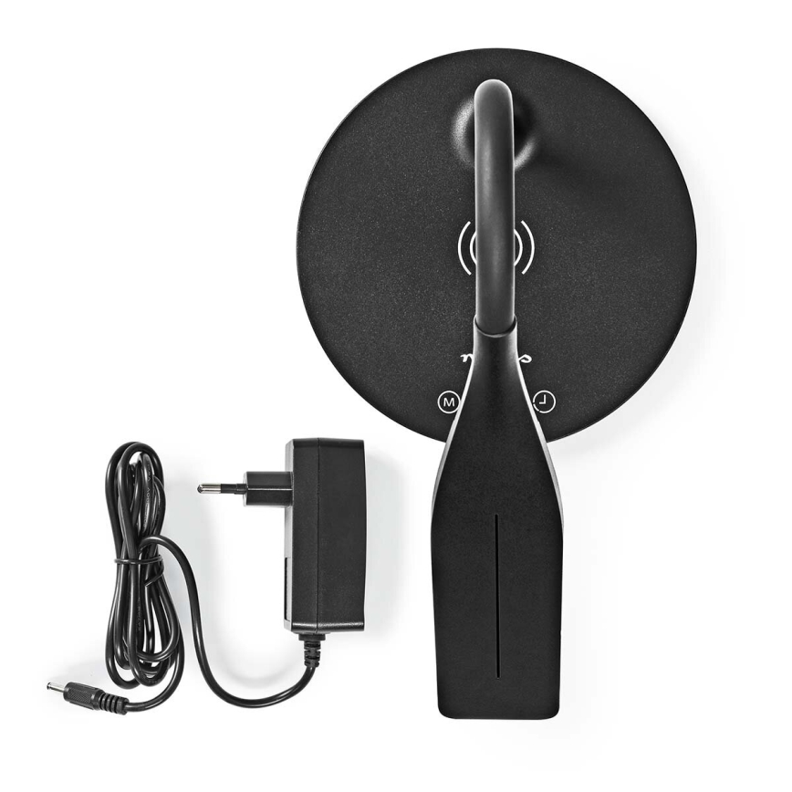 LED stona lampa, prigušiva na dodir, fleksibilna, sa 15W Qi bežičnim punjenjem, LED/5,5W/230V 2700-6500K crna