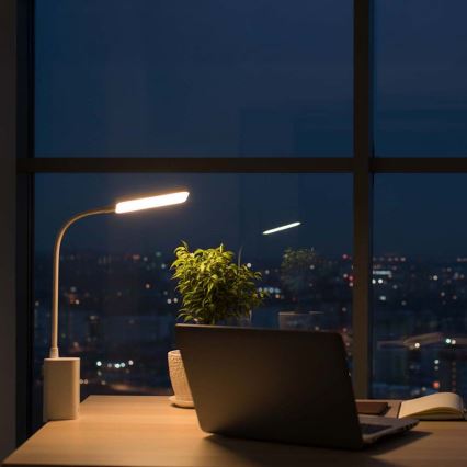 LED prigušiva punjiva dodirna fleksibilna stona lampa sa stezaljkom LED/5W/1200 mAh bela