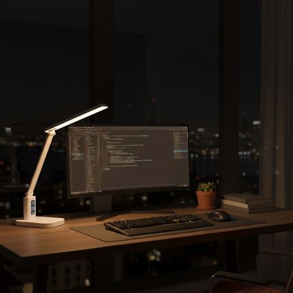 LED prigušiva punjiva dodirna stolna lampa sa displejem LED/7,5W/1200 mAh 3000/4000/5700K CRI 90 bela