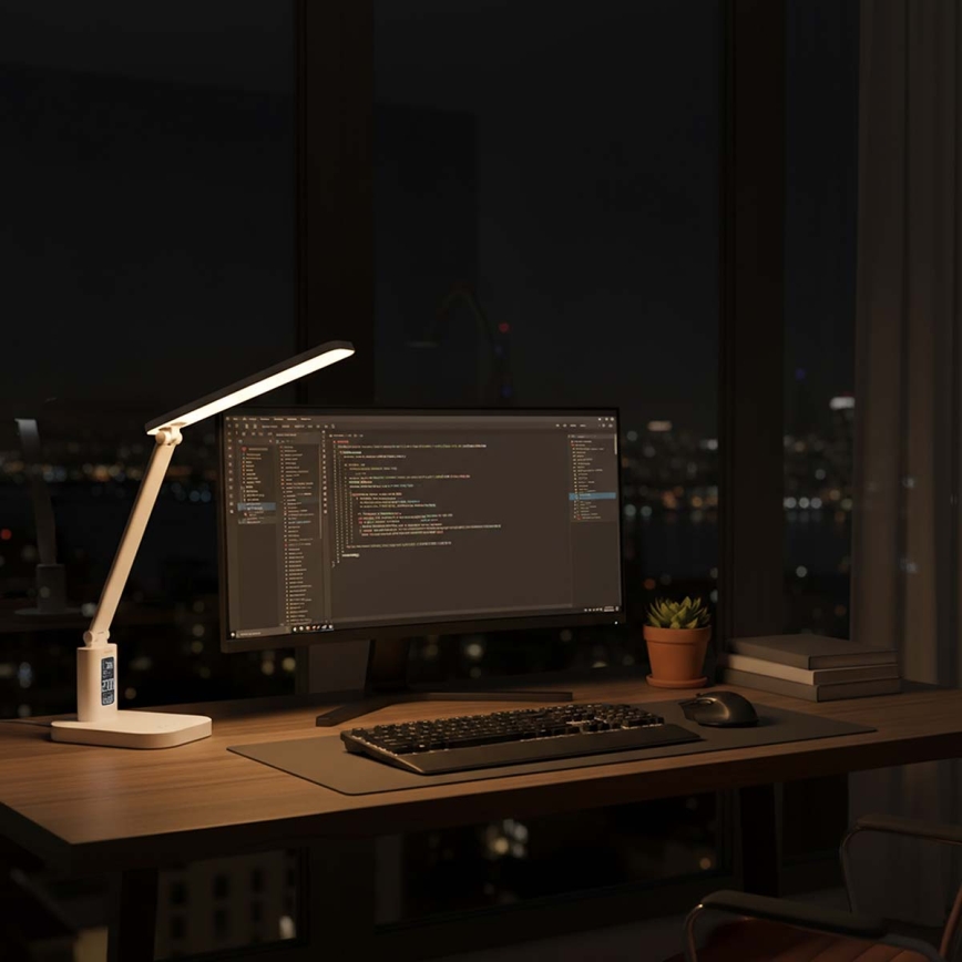 LED prigušiva punjiva dodirna stolna lampa sa displejem LED/7,5W/1200 mAh 3000/4000/5700K CRI 90 bela