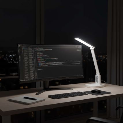 LED prigušiva punjiva dodirna stolna lampa sa displejem LED/7,5W/1200 mAh 3000/4000/5700K CRI 90 bela