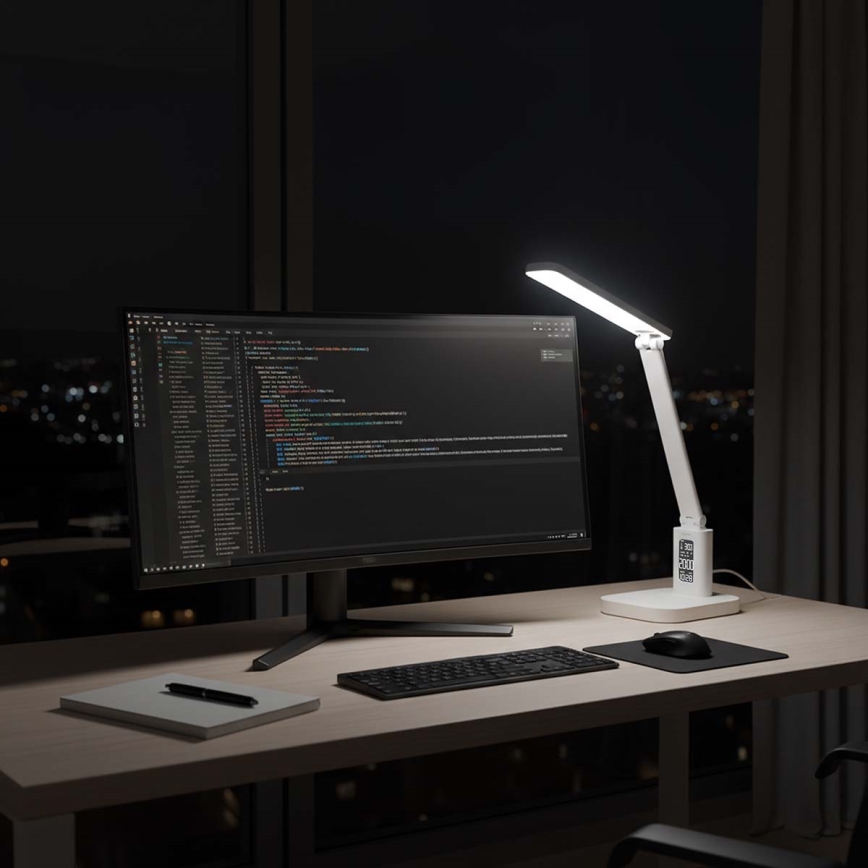 LED prigušiva punjiva dodirna stolna lampa sa displejem LED/7,5W/1200 mAh 3000/4000/5700K CRI 90 bela
