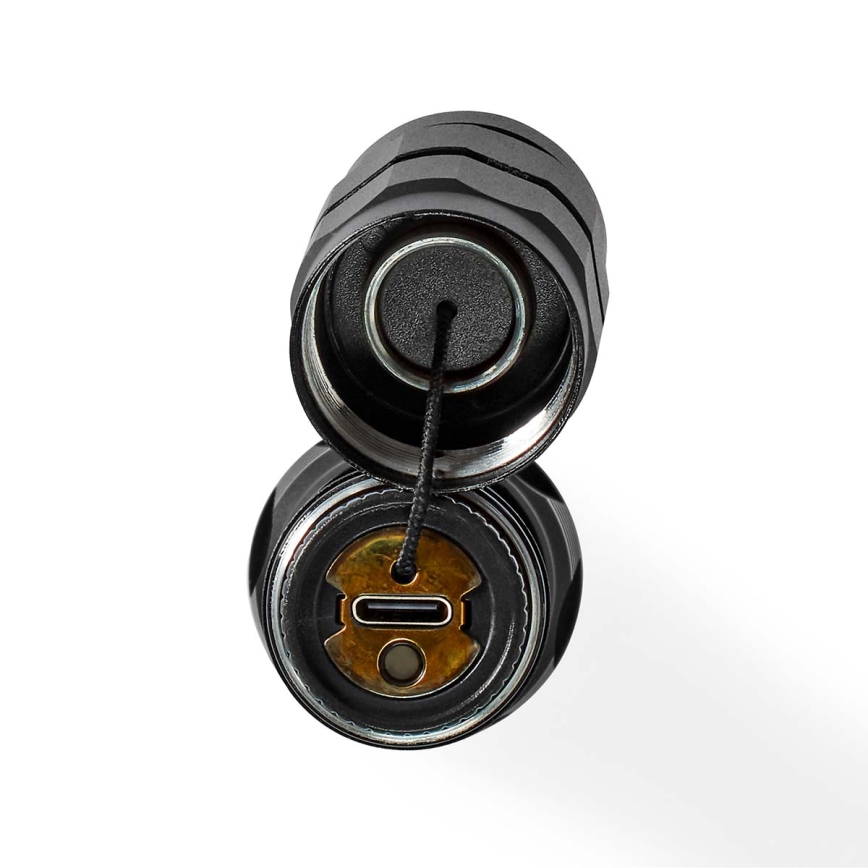 LED prigušiva punjiva aluminijumska ručna lampa LED/10W/5V 2200 mAh IPX7 crna