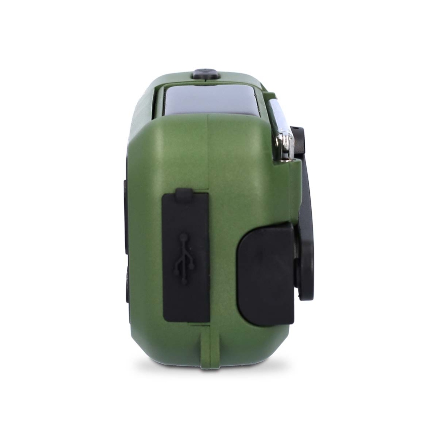 Radio DAB+/FM sa ručnom kurblom, solarnim panelom i LED svetiljkom 5V/2500 mAh zelena/crna