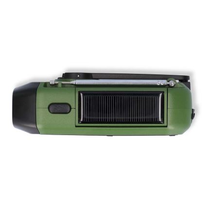Radio DAB+/FM sa ručnom kurblom, solarnim panelom i LED svetiljkom 5V/2500 mAh zelena/crna