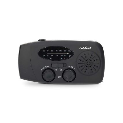 AM/FM radio sa ručicom za navijanje, solarnim panelom i LED baterijskom lampom, baterija 2000 mAh