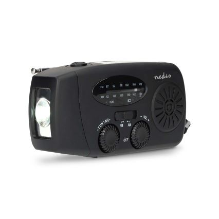 AM/FM radio sa ručicom za navijanje, solarnim panelom i LED baterijskom lampom, baterija 2000 mAh