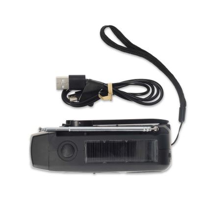 AM/FM radio sa ručicom za navijanje, solarnim panelom i LED baterijskom lampom, baterija 2000 mAh