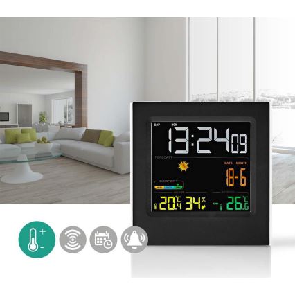 Meteostanica sa LCD ekranom u boji 230V/3xAAA + 2xAA crna