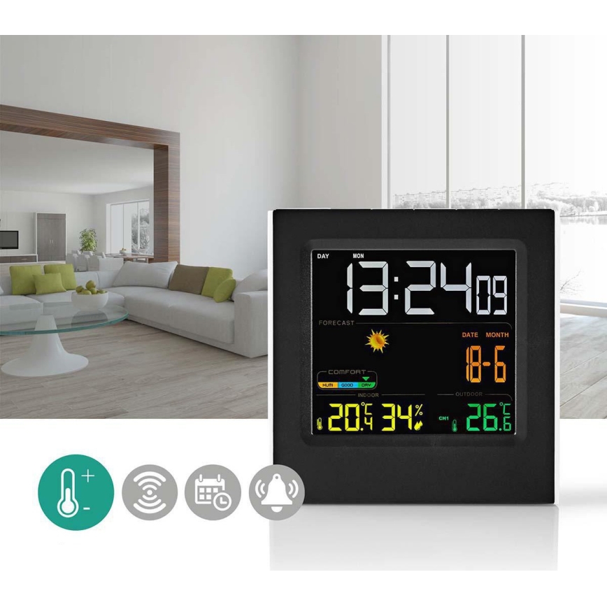 Meteostanica sa LCD ekranom u boji 230V/3xAAA + 2xAA crna