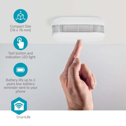 Detektor dima SmartLife 3V/1xCR123A Wi-Fi Tuya