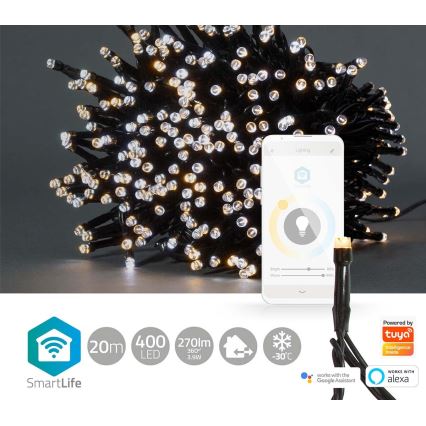 LED božićna girlanda za spoljašnju upotrebu 400xLED/8 funkcija 25 m IP65 Wi‑Fi Tuya od tople do hladne bele