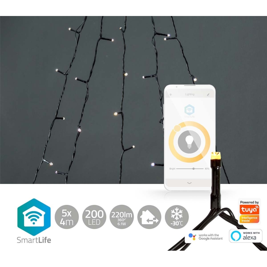 LED spoljašnja božićna zavesa 200xLED/8 funkcija 5x7m IP65 Wi-Fi Tuya