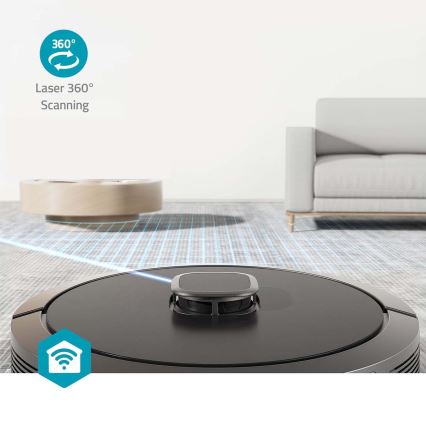 Pametan robotski usisivač sa mopom SmartLife 5200 mAh Wi‑Fi Tuya crne boje + daljinski upravljač