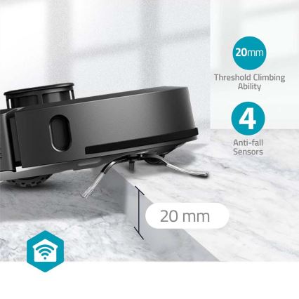 Pametan robotski usisivač sa mopom SmartLife 5200 mAh Wi‑Fi Tuya crne boje + daljinski upravljač