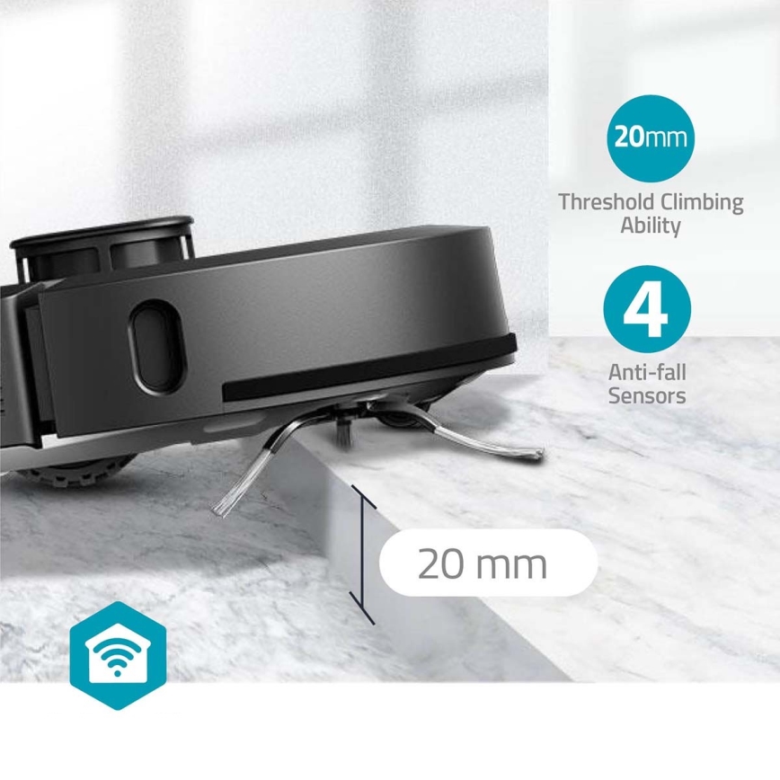 Pametan robotski usisivač sa mopom SmartLife 5200 mAh Wi‑Fi Tuya crne boje + daljinski upravljač