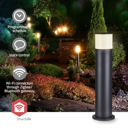LED RGBW prigušiva spoljašnja lampa SmartLife LED/10W/230V IP65 Wi-Fi Tuya crna