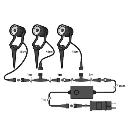Komplet 3x LED RGBW prigušiva spoljašnja lampa SmartLife LED/3W/230V IP65 Wi-Fi Tuya crna