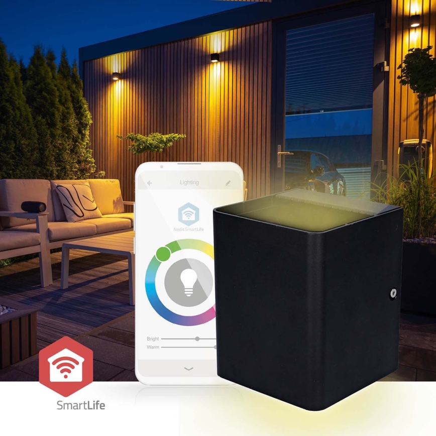LED RGBW prigušiva spoljašnje zidno svetlo SmartLife LED/12W/230V IP65 Wi-Fi Tuya crno