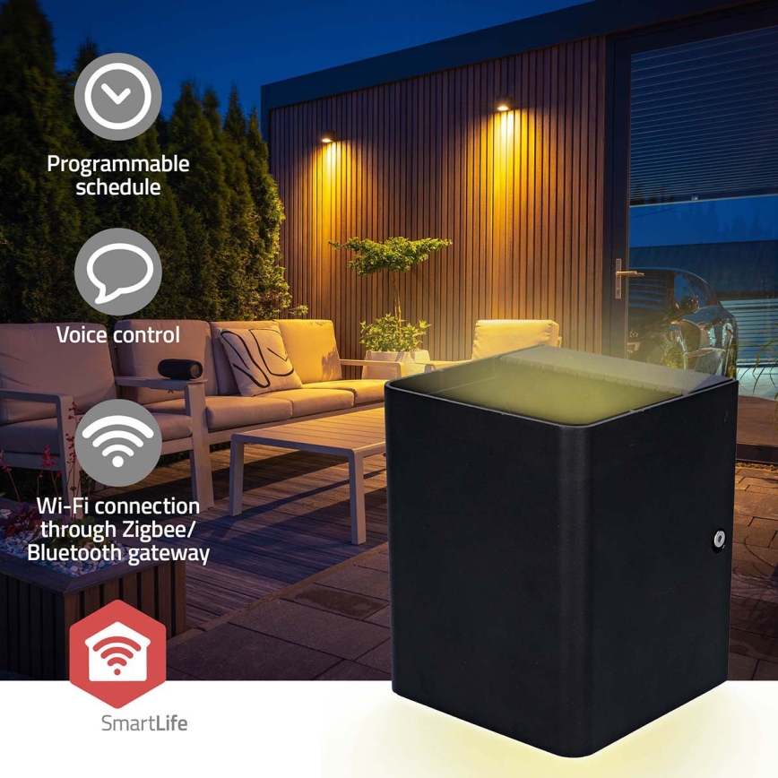 LED RGBW prigušiva spoljašnje zidno svetlo SmartLife LED/12W/230V IP65 Wi-Fi Tuya crno