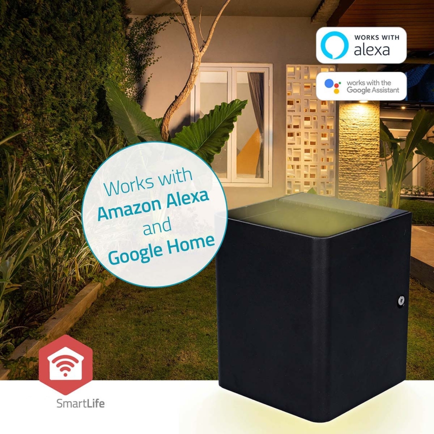 LED RGBW prigušiva spoljašnje zidno svetlo SmartLife LED/12W/230V IP65 Wi-Fi Tuya crno