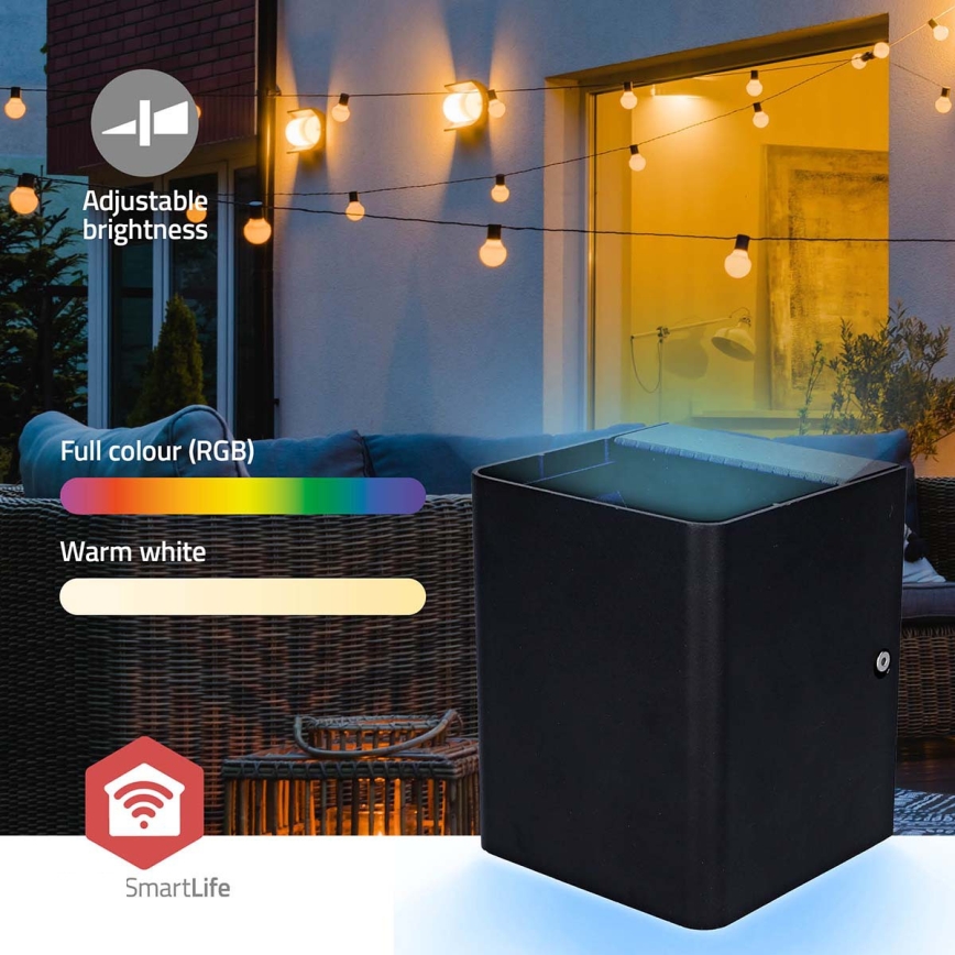 LED RGBW prigušiva spoljašnje zidno svetlo SmartLife LED/12W/230V IP65 Wi-Fi Tuya crno