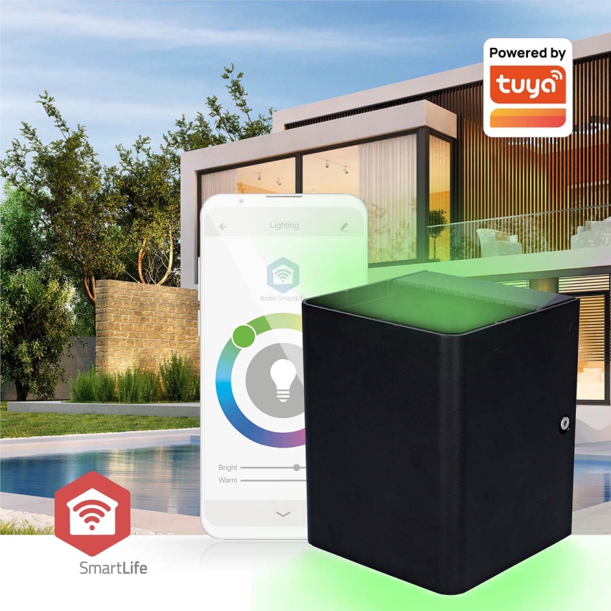 LED RGBW prigušiva spoljašnje zidno svetlo SmartLife LED/12W/230V IP65 Wi-Fi Tuya crno