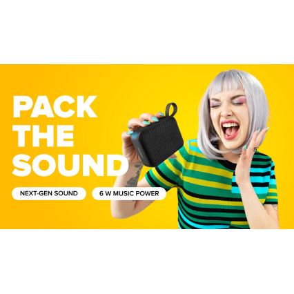 Niceboy Atom 4 - LED Bežični zvučnik sa mikrofonom 6W/1000 mAh IP67 crna